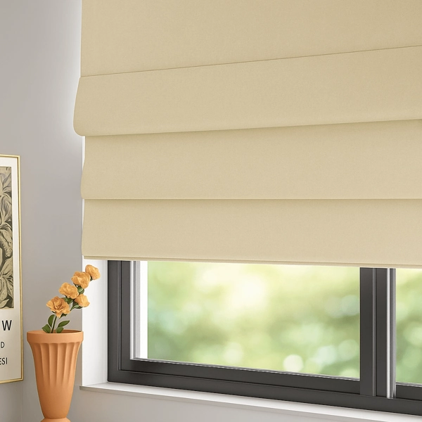 Dark navy blackout blinds for a cozy, private bedroom