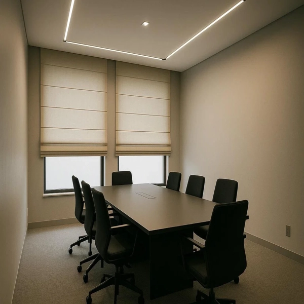 Functional grey blinds for a corporate setting
