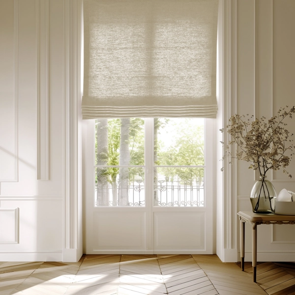 Natural textured linen blinds for a relaxed, airy look