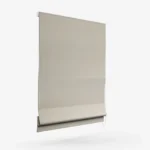 Side view of a neutral-toned Roman window blind