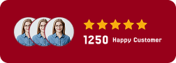 1250 happy customers with 5-star rating
