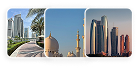 Modern skyscrapers and mosque minarets in a city