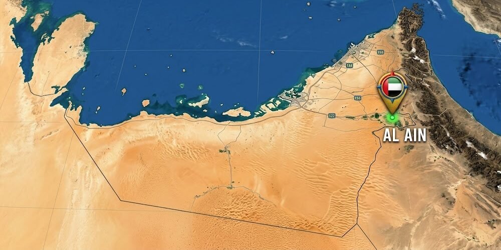 Satellite map of UAE showing Al Ain location