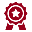 Maroon award ribbon with a white star